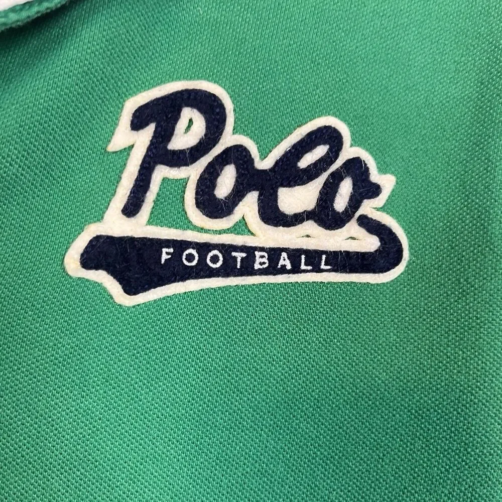 Polo Ralph Lauren Football Rugby Shirt Green Custom Fit Men’s Medium M Patches
